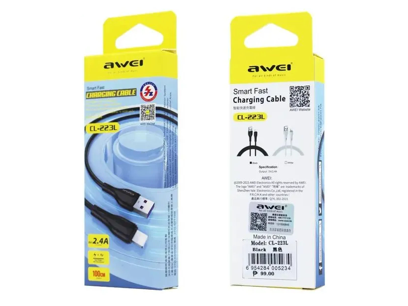 Кабель для смартфона AWEI CL‑223L (USB → Lightning; 1 метр)