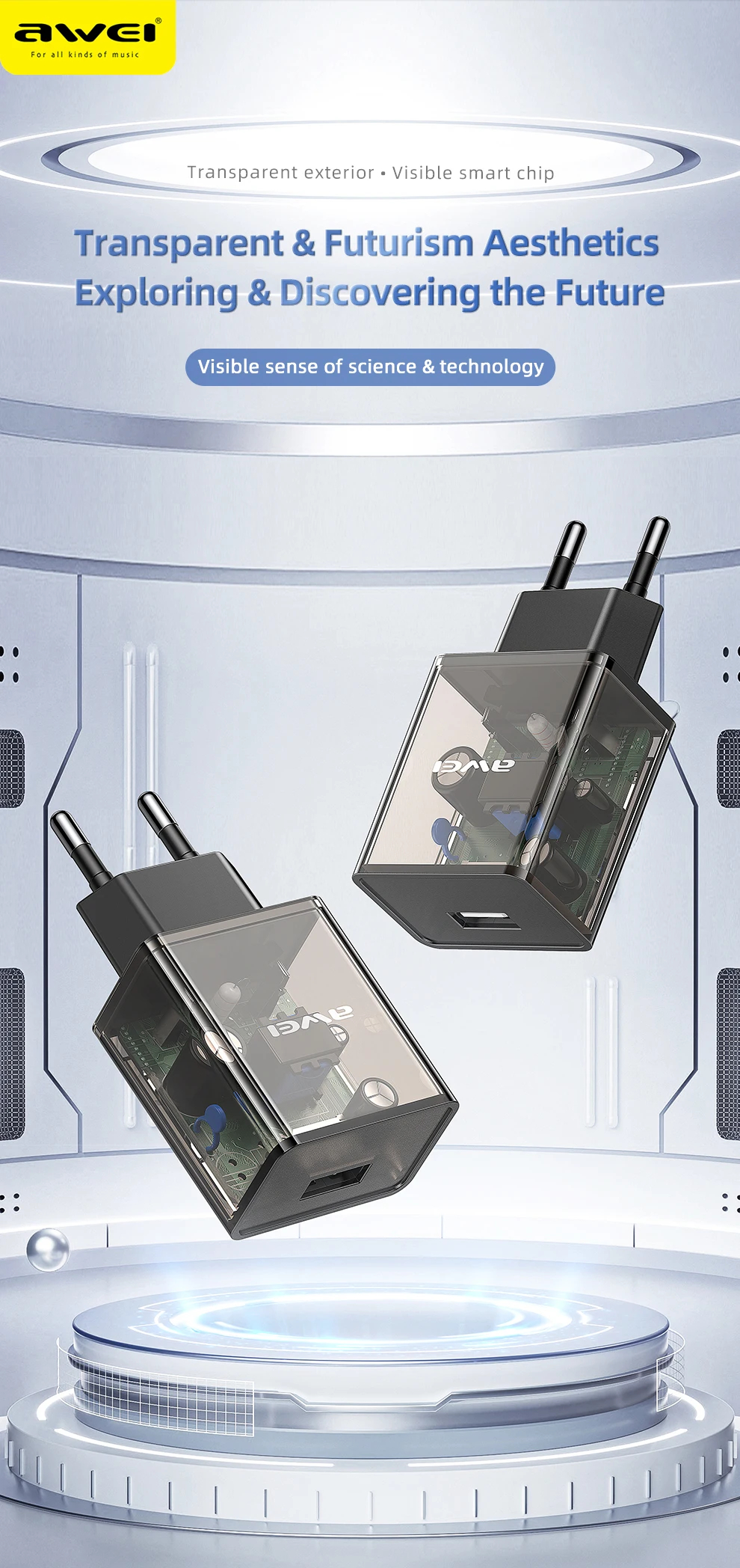 Зарядное устройство для смартфонов, планшетов, наушников AWEI C9 (12 W)