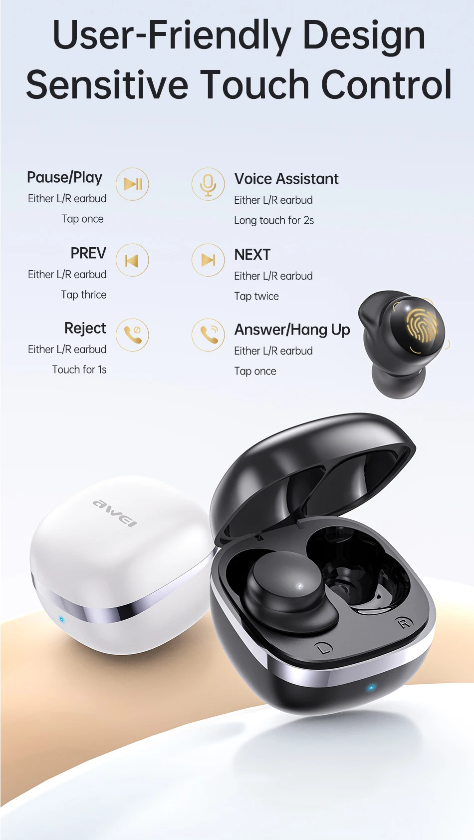 Внутриканальные беспроводные наушники AWEI T78