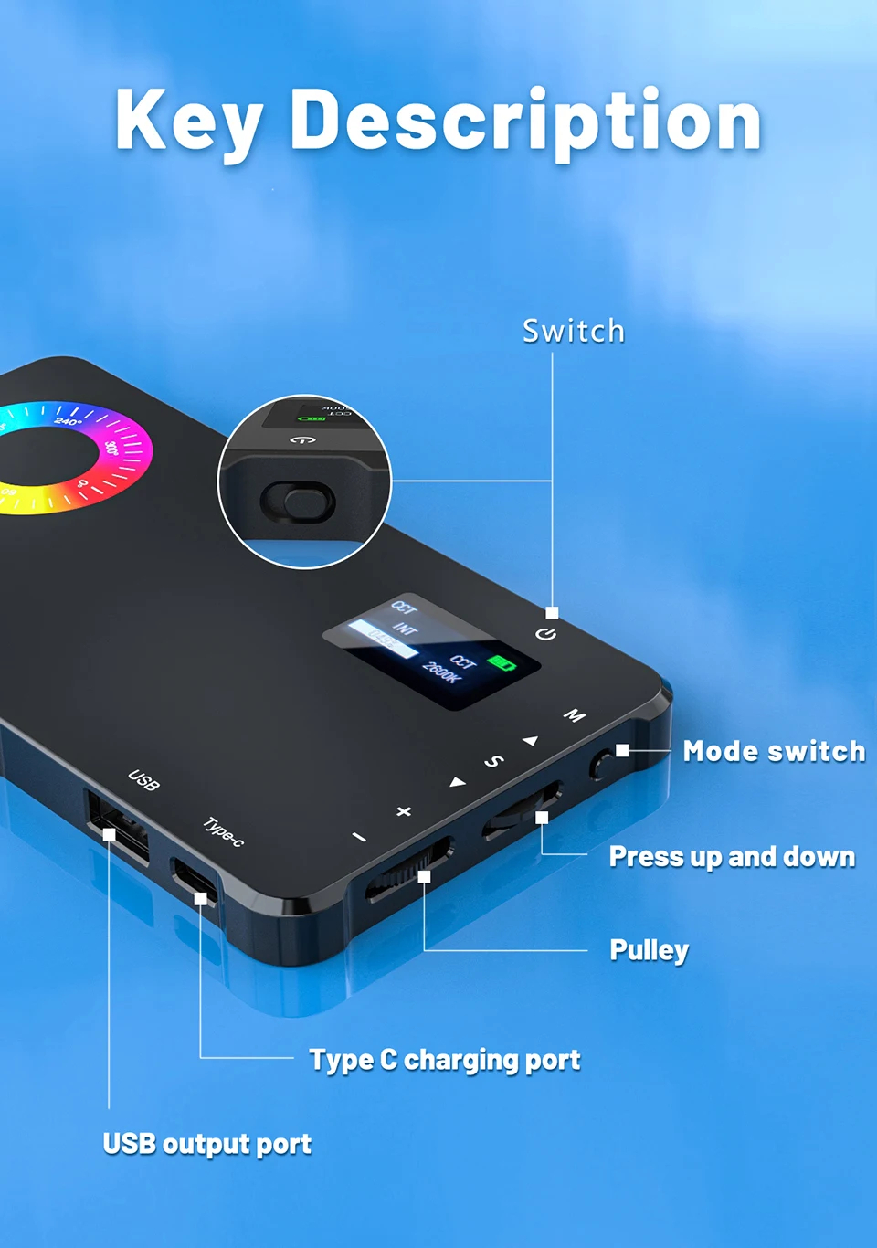 RGB осветитель светодиодный (видеосвет) SL-C02 для фото и видеокамер