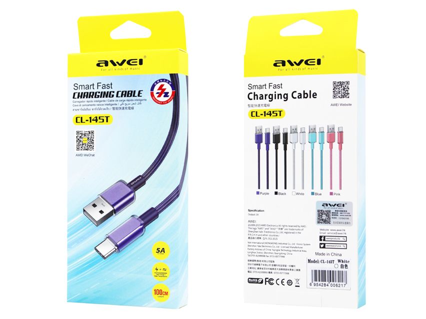 Кабель для смартфона AWEI CL‑145T (USB → Type-C; 1 метр)