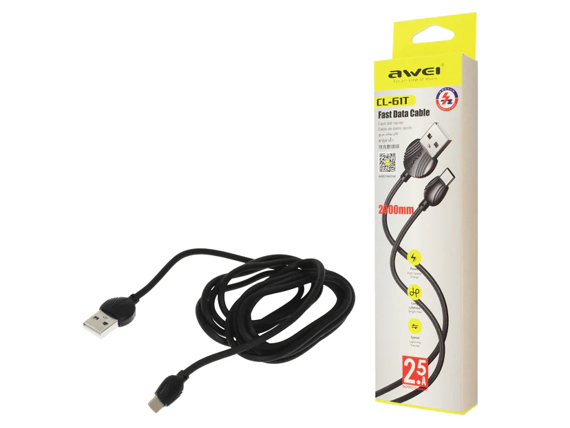 Кабель для смартфона AWEI CL‑61T (USB → Type-C; 2 метра)