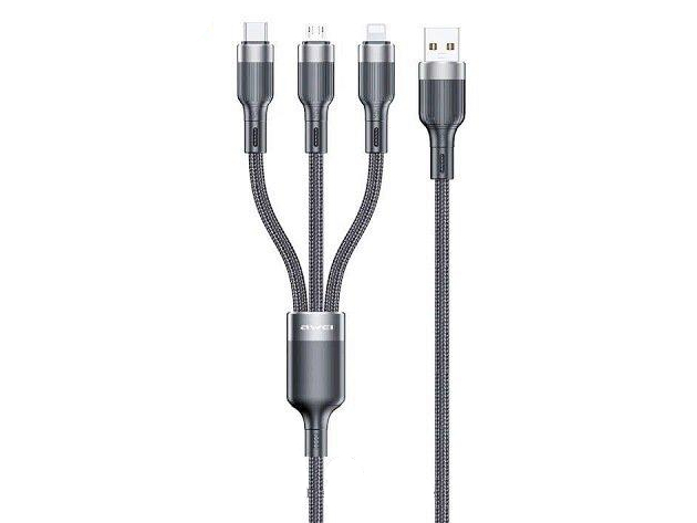 Кабель для смартфона AWEI CL‑975 (Type-A → Lightning + Type-C + micro‑USB; 1,2 метра)