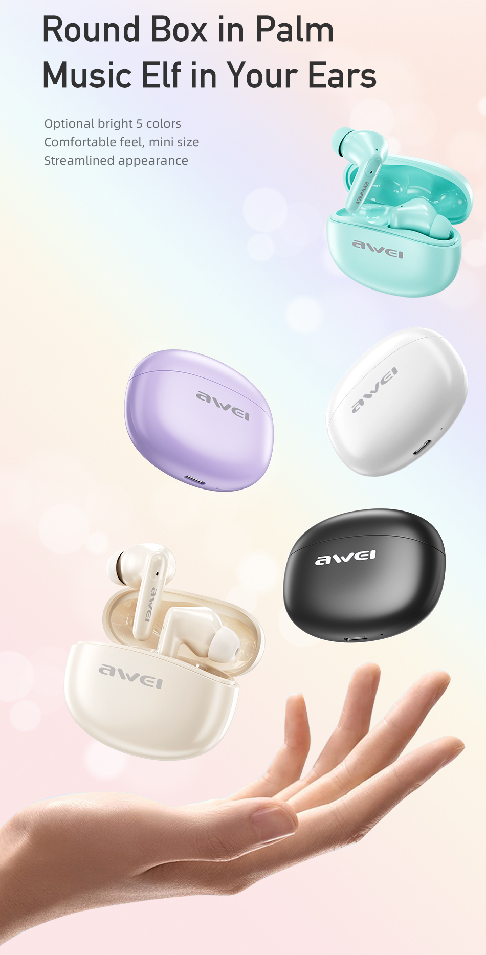 Внутриканальные беспроводные наушники AWEI T90 ENC