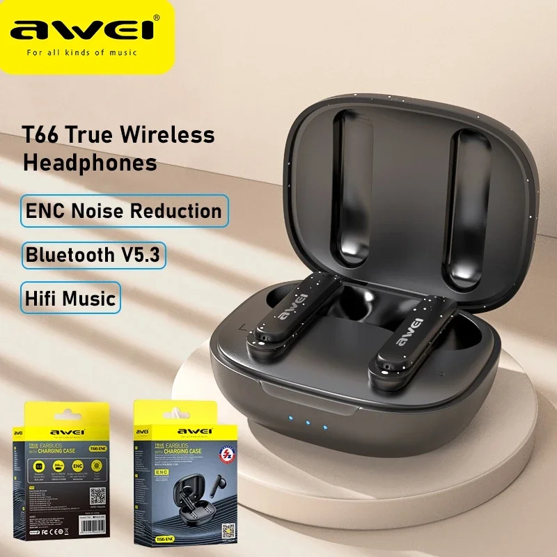 Внутриканальные беспроводные наушники AWEI T66 ENC