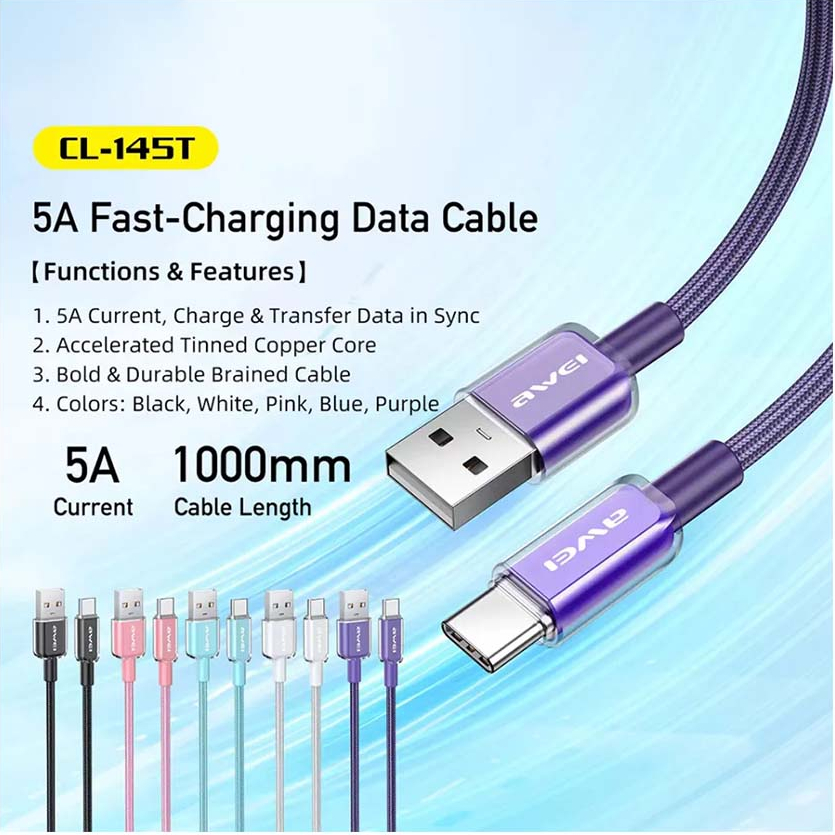 Кабель для смартфона AWEI CL‑145T (USB → Type-C; 1 метр)