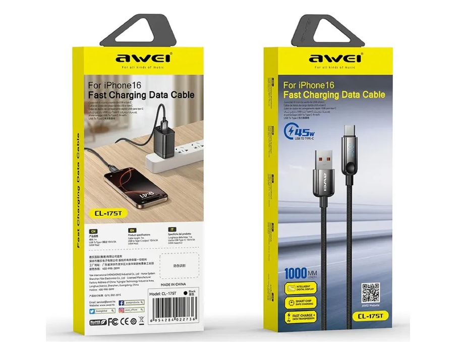 Кабель для смартфона AWEI CL‑175T (Type-A → Type-C; 1 метр)