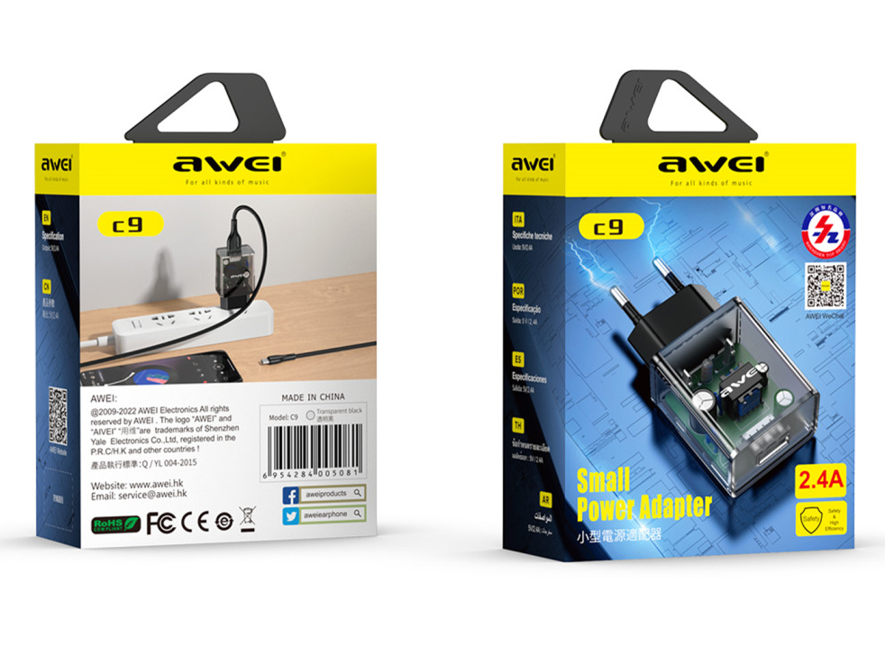 Зарядное устройство для смартфонов, планшетов, наушников AWEI C9 (12 W)