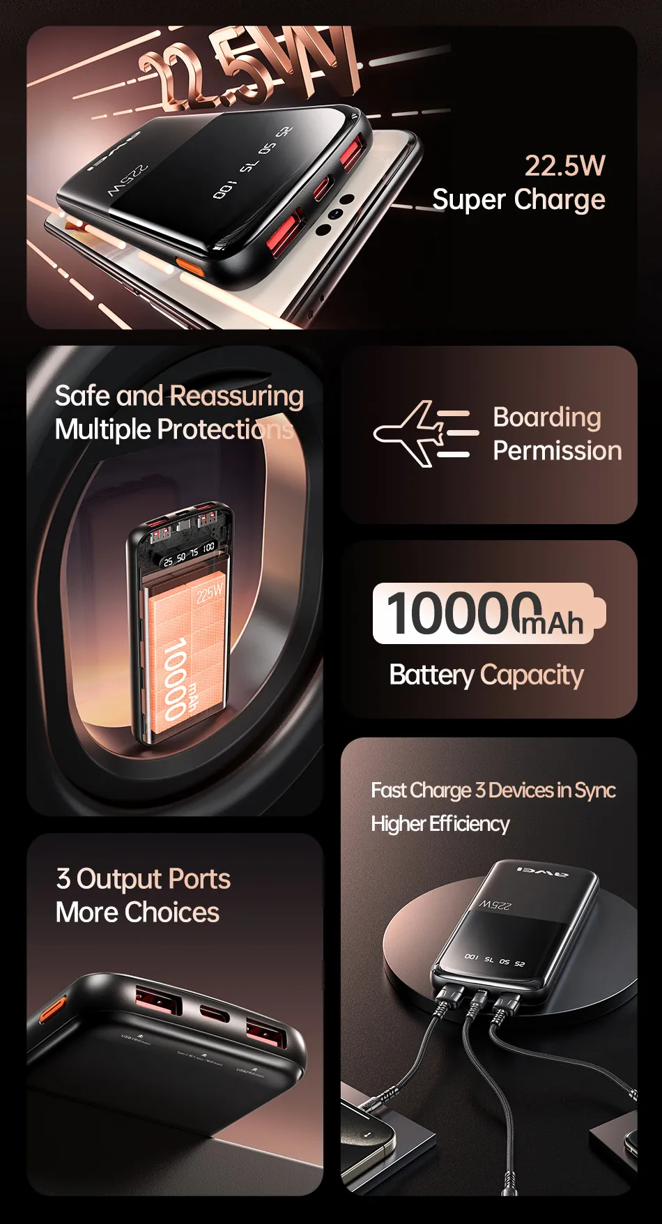 Внешний аккумулятор (Power Bank) AWEI P10K 10000 мАч