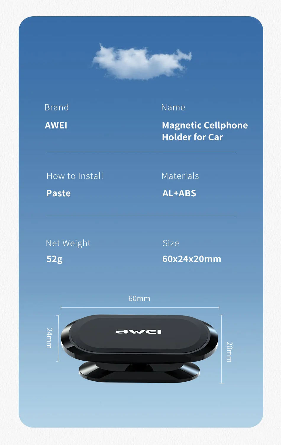 Автомобильный держатель для смартфона AWEI X20