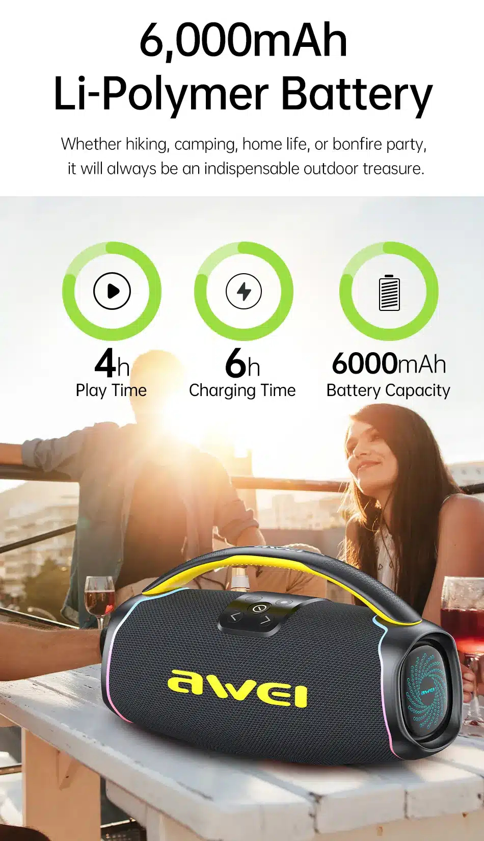 Портативная беспроводная колонка AWEI KA16 60W