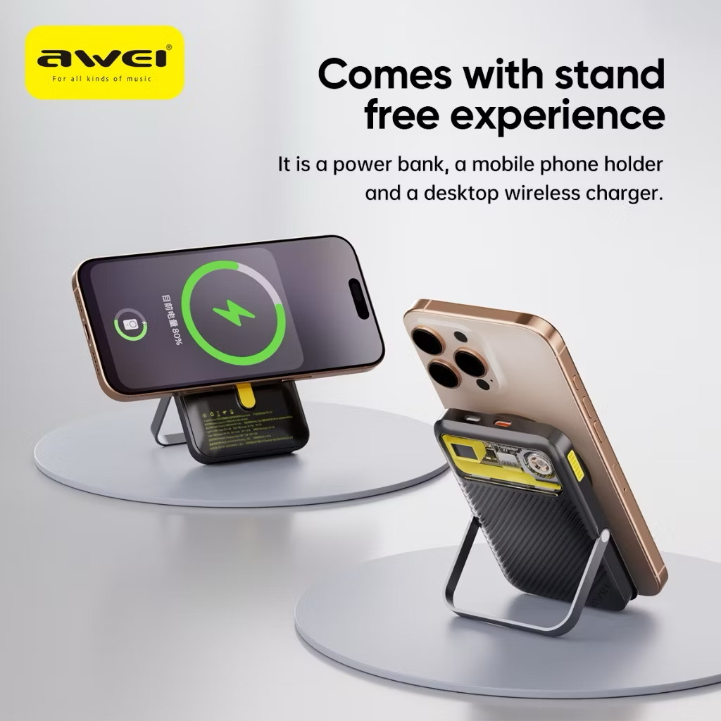 Магнитный беспроводной внешний аккумулятор (Power Bank) AWEI PA-10 10000 мАч