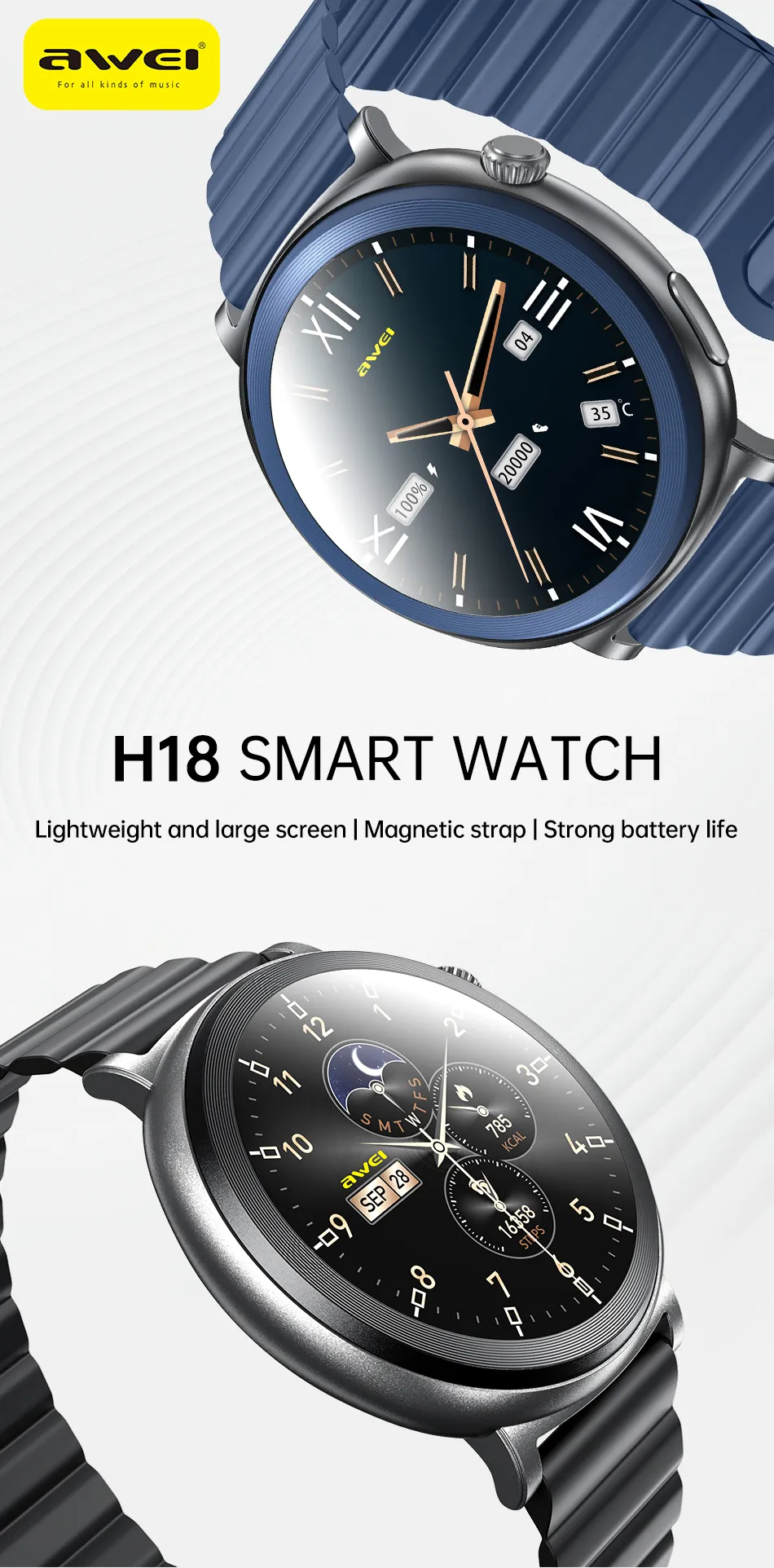 Смарт-часы (Умные часы) AWEI H18 AMOLED 1,43"