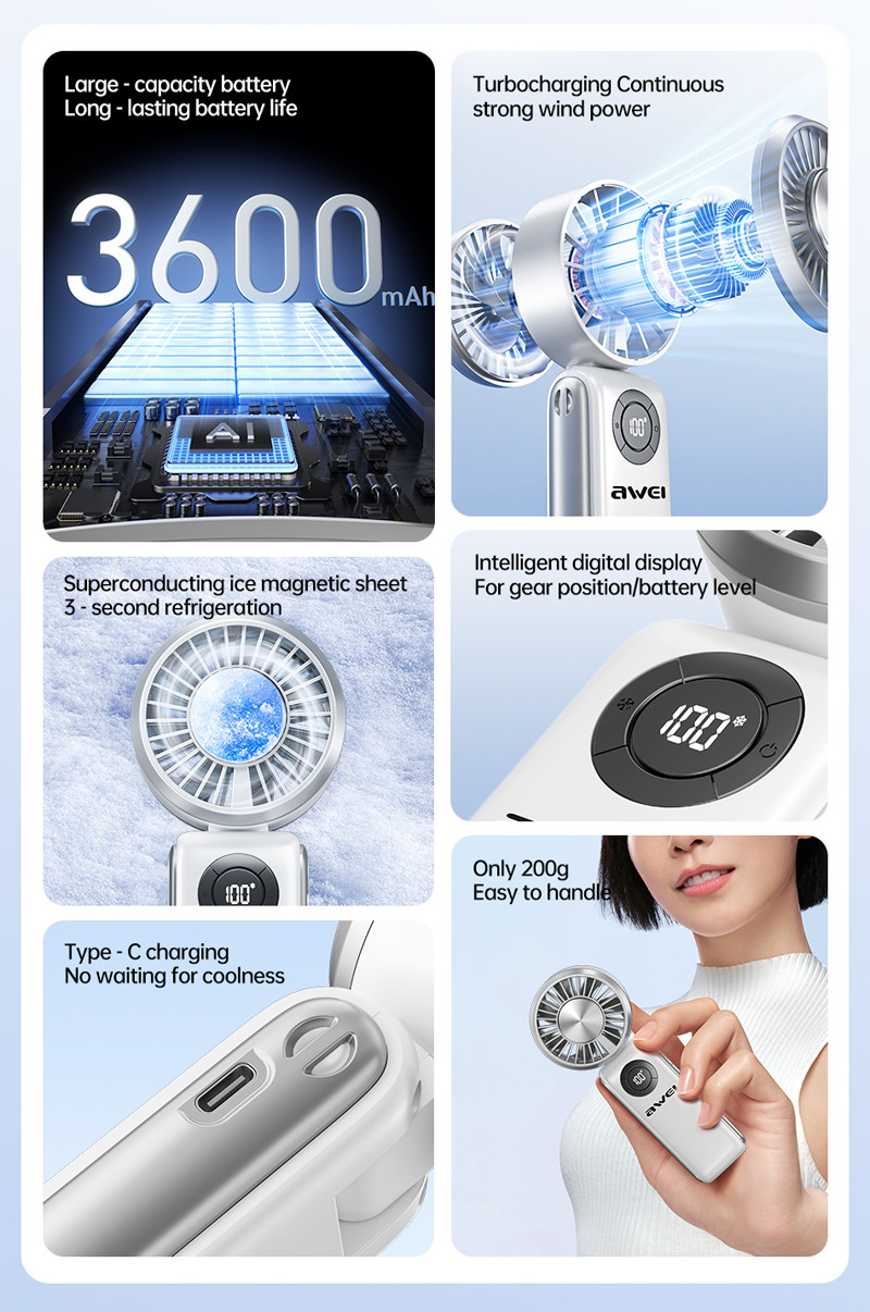 Портативный мини-вентилятор AWEI F39 Refrigeration