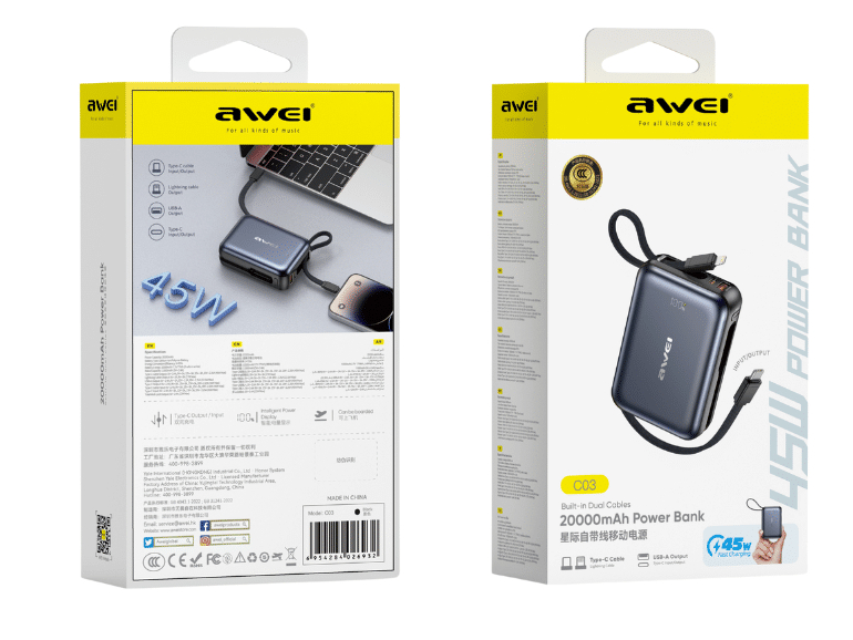 Внешний аккумулятор (Power Bank) AWEI C03 20000 мАч