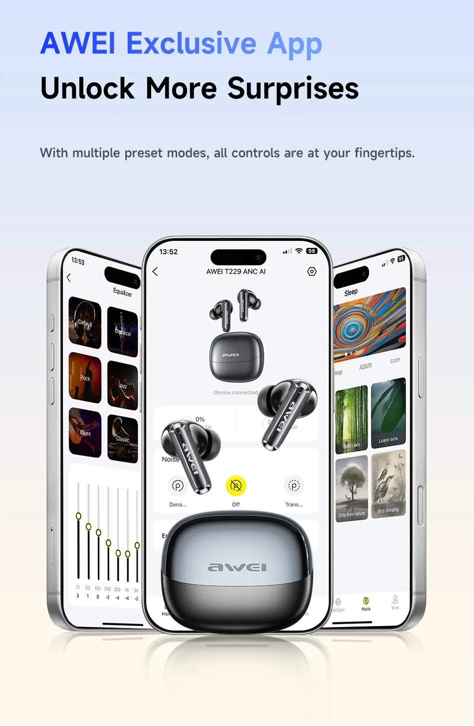 Внутриканальные беспроводные наушники AWEI T229 ANC AI