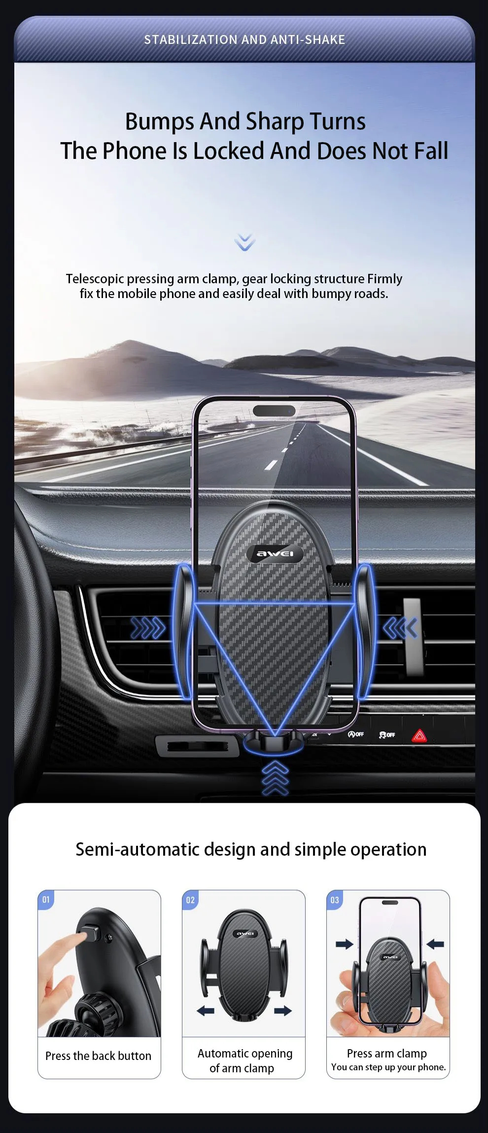 Автомобильный держатель для смартфона AWEI X38