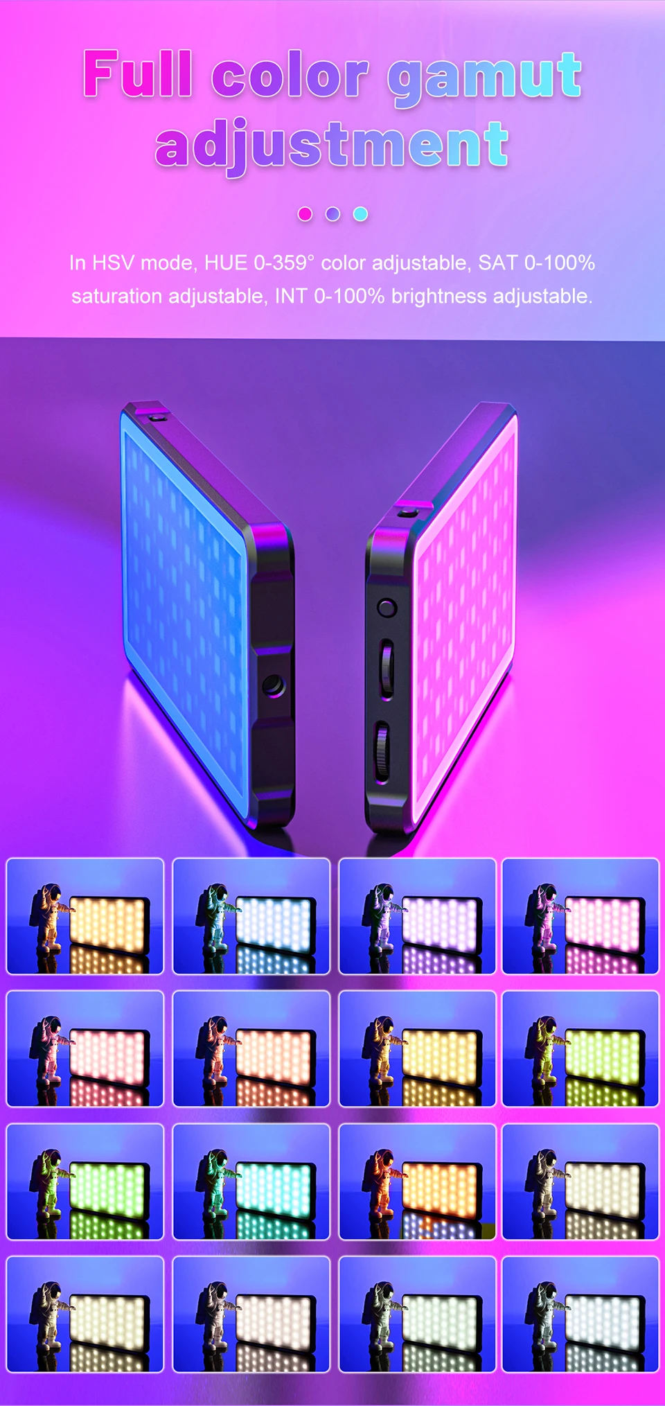 RGB осветитель светодиодный (видеосвет) SL-C02 для фото и видеокамер