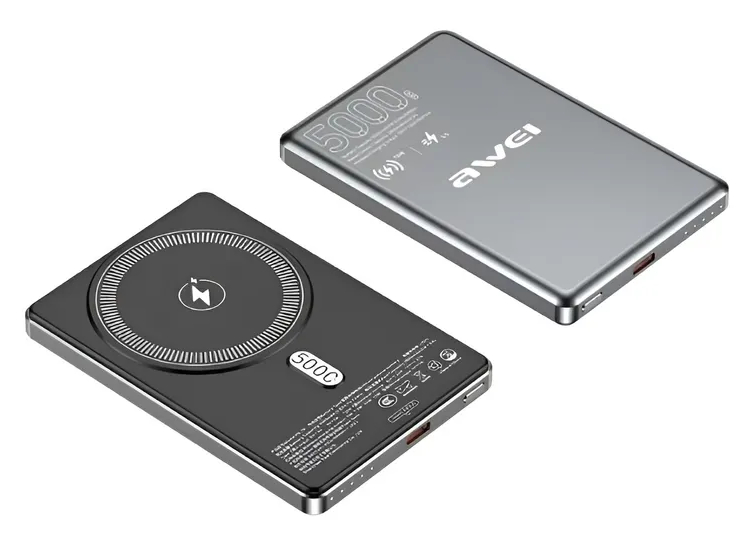 Магнитный беспроводной внешний аккумулятор (Power Bank) AWEI PA-30 5000 мАч