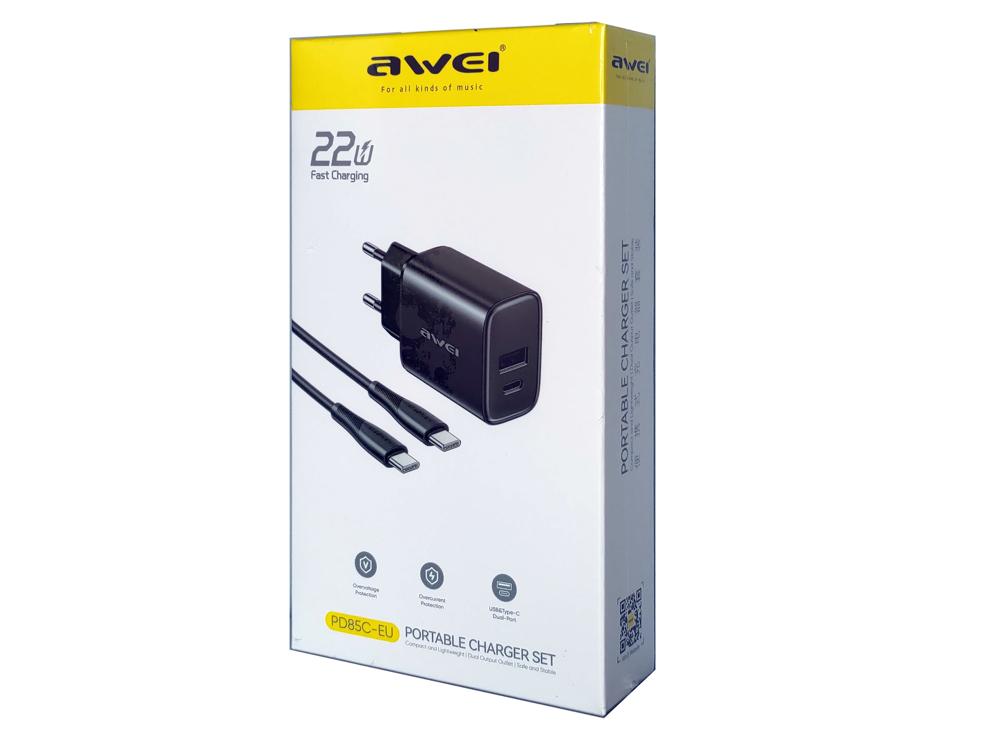 Зарядное устройство для смартфонов, планшетов, наушников AWEI PD85C (22 W)