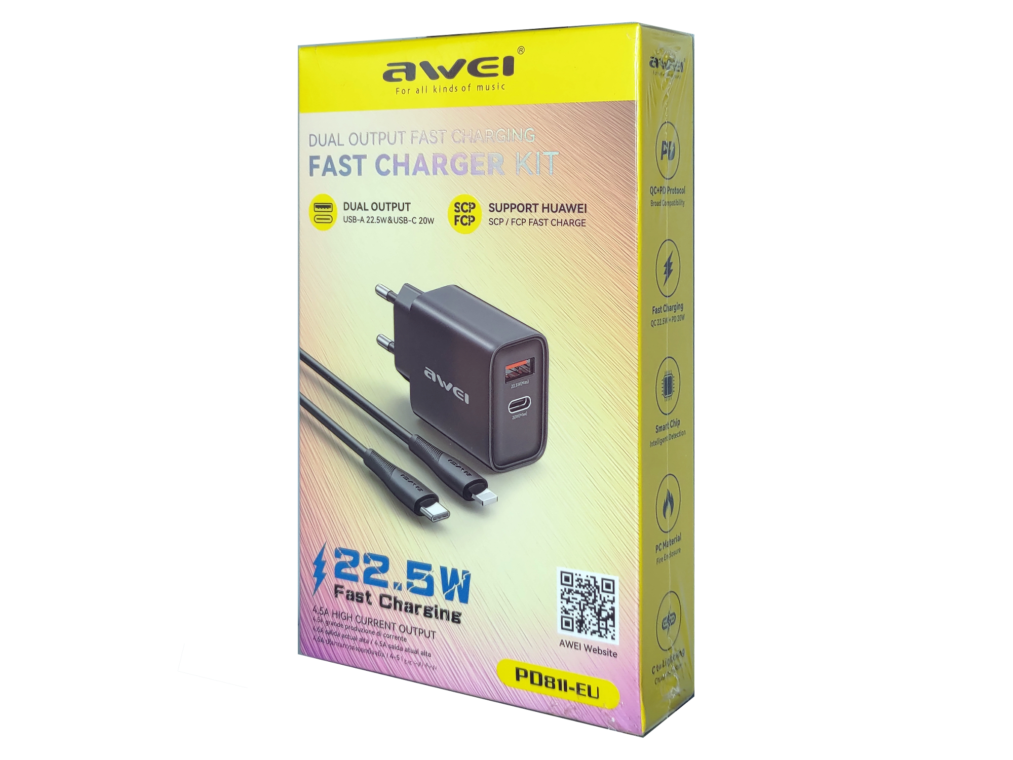 Зарядное устройство для смартфонов, планшетов, наушников AWEI PD81i (22,5 W)