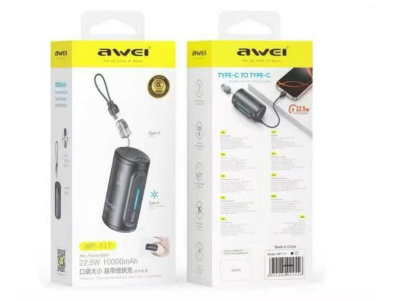 Внешний аккумулятор (Power Bank) AWEI WP-117 10000 мАч