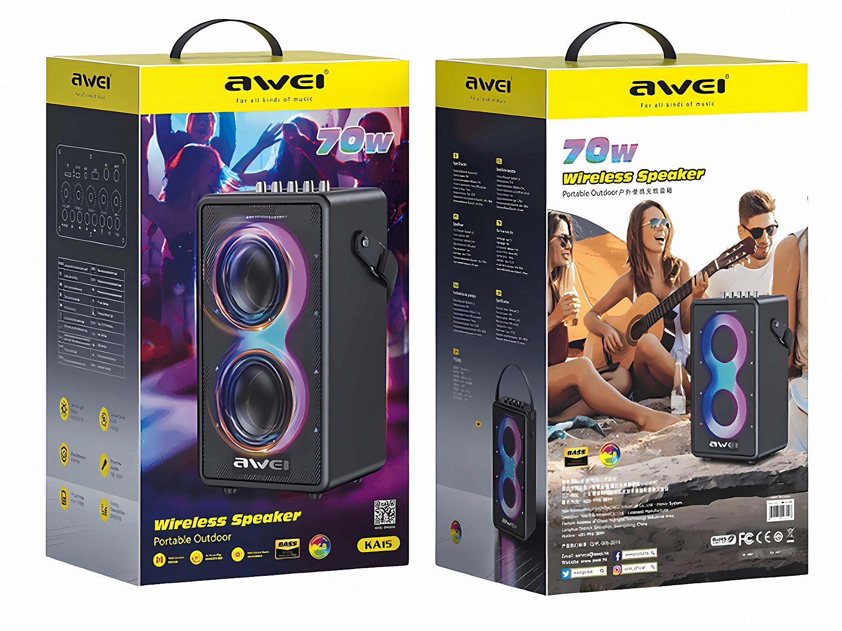 Портативная беспроводная колонка AWEI KA15 70W