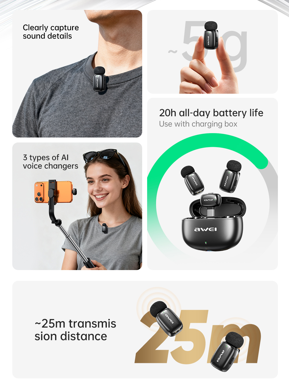 Беспроводной петличный микрофон AWEI MK5