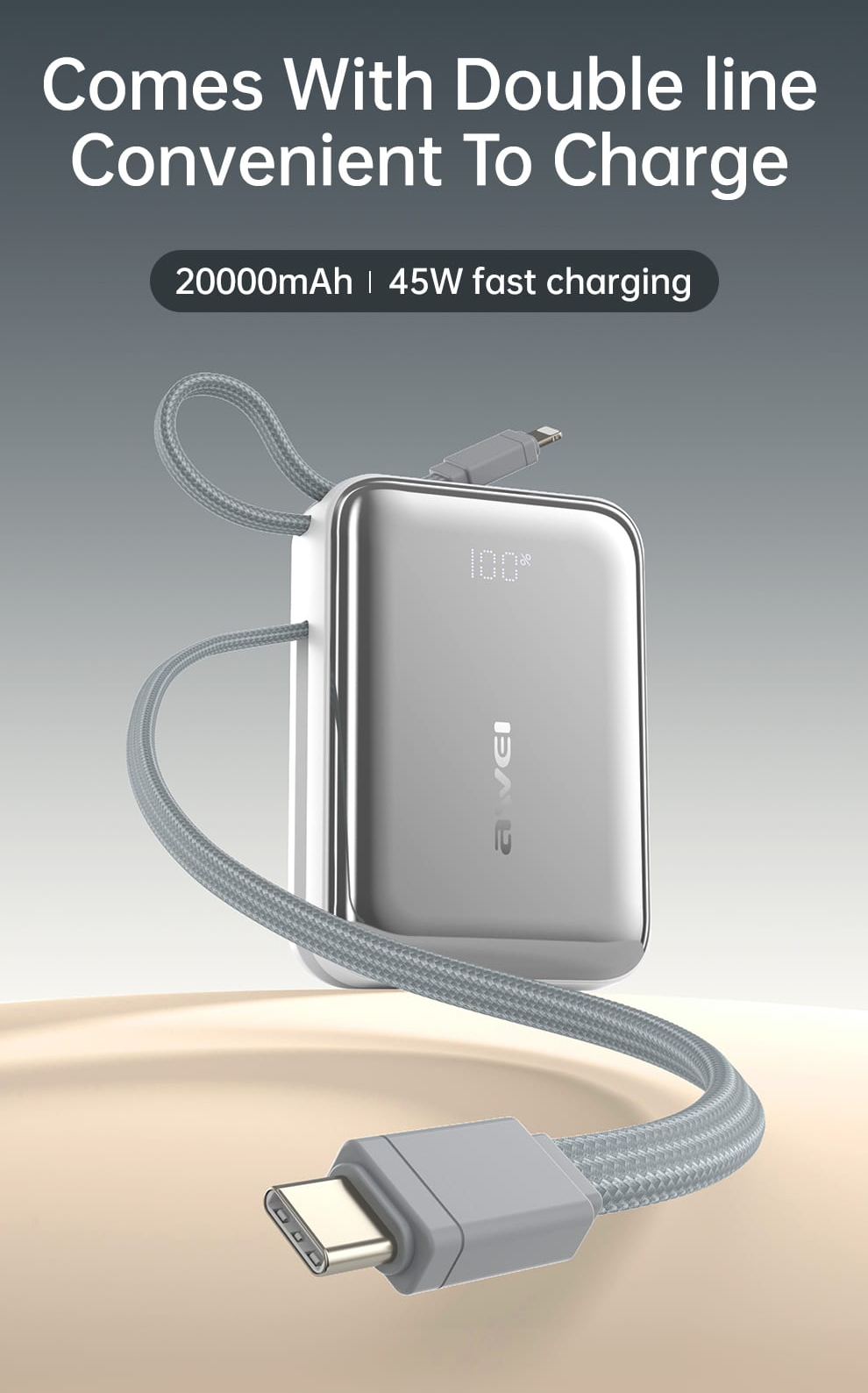 Внешний аккумулятор (Power Bank) AWEI C03 20000 мАч