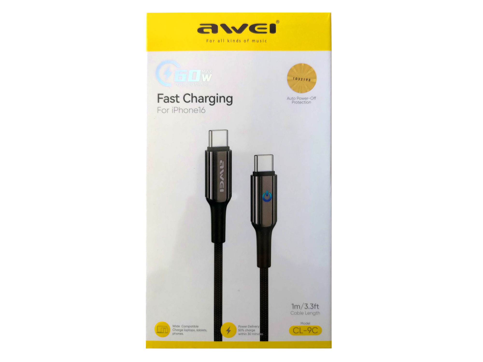 Кабель для смартфона AWEI CL‑9C (Type-C → Type-C; 1 метр)