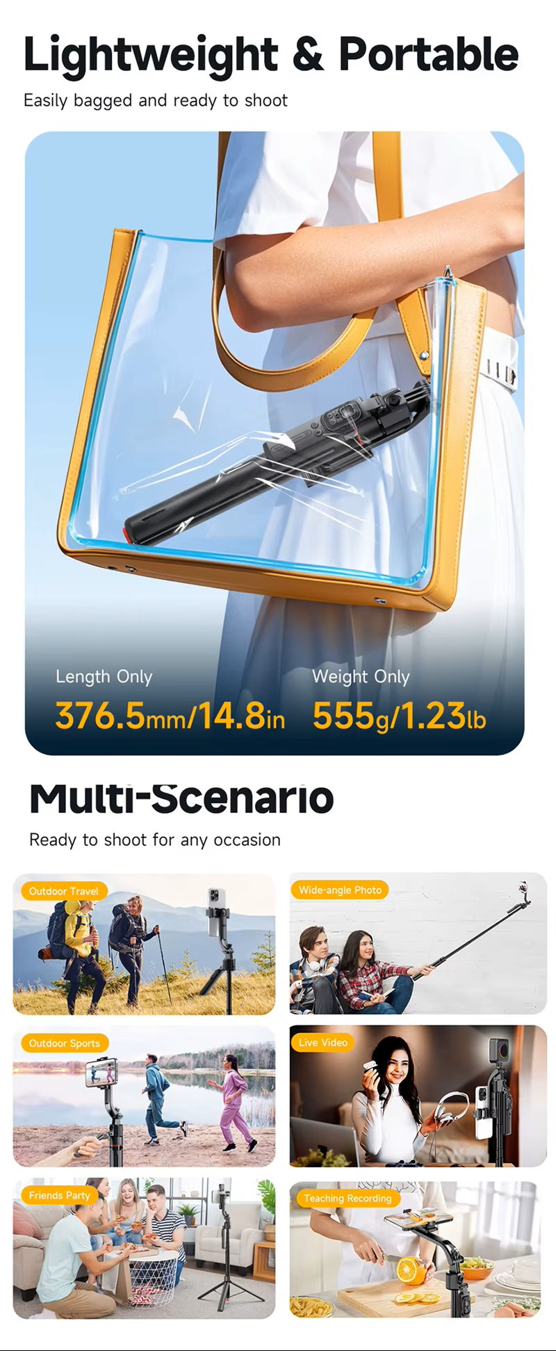 AI трипод с пультом ДУ (селфи-палка) TT07