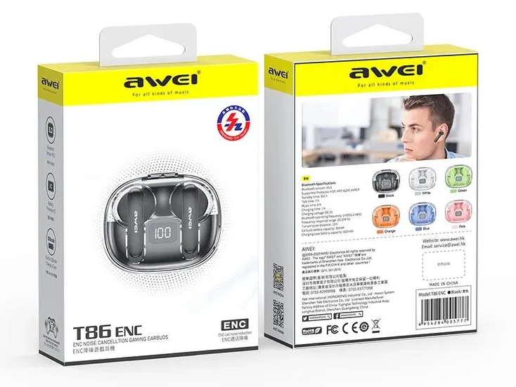 Внутриканальные беспроводные наушники AWEI T86 ENC