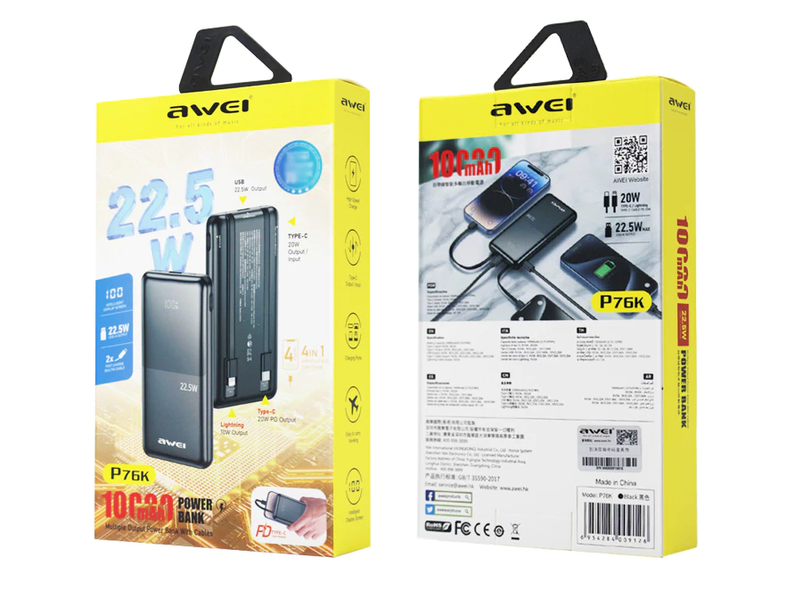 Внешний аккумулятор (Power Bank) AWEI P76K 10000 мАч