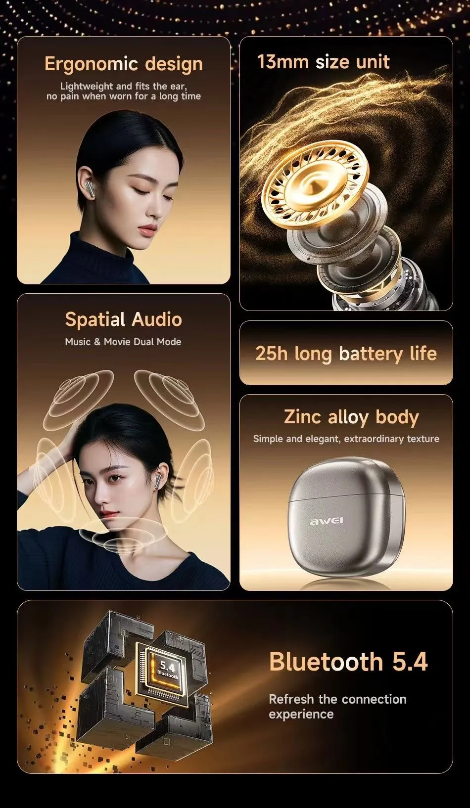 Внутриканальные беспроводные наушники AWEI T102