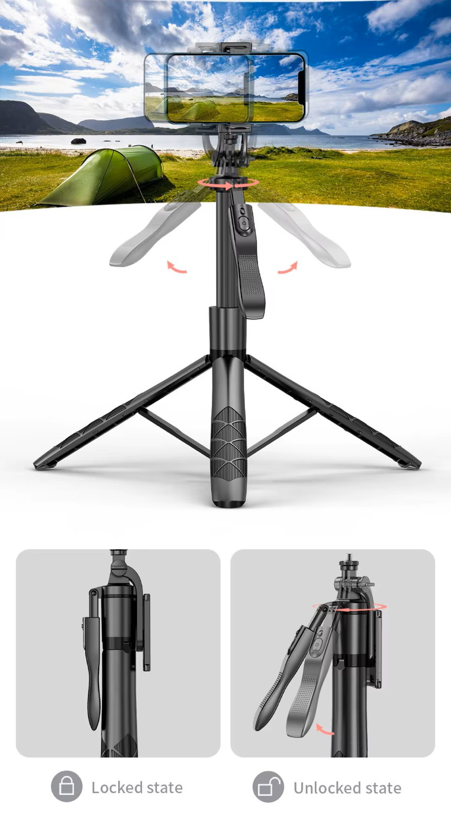 Трипод с пультом ДУ (селфи-палка) C07