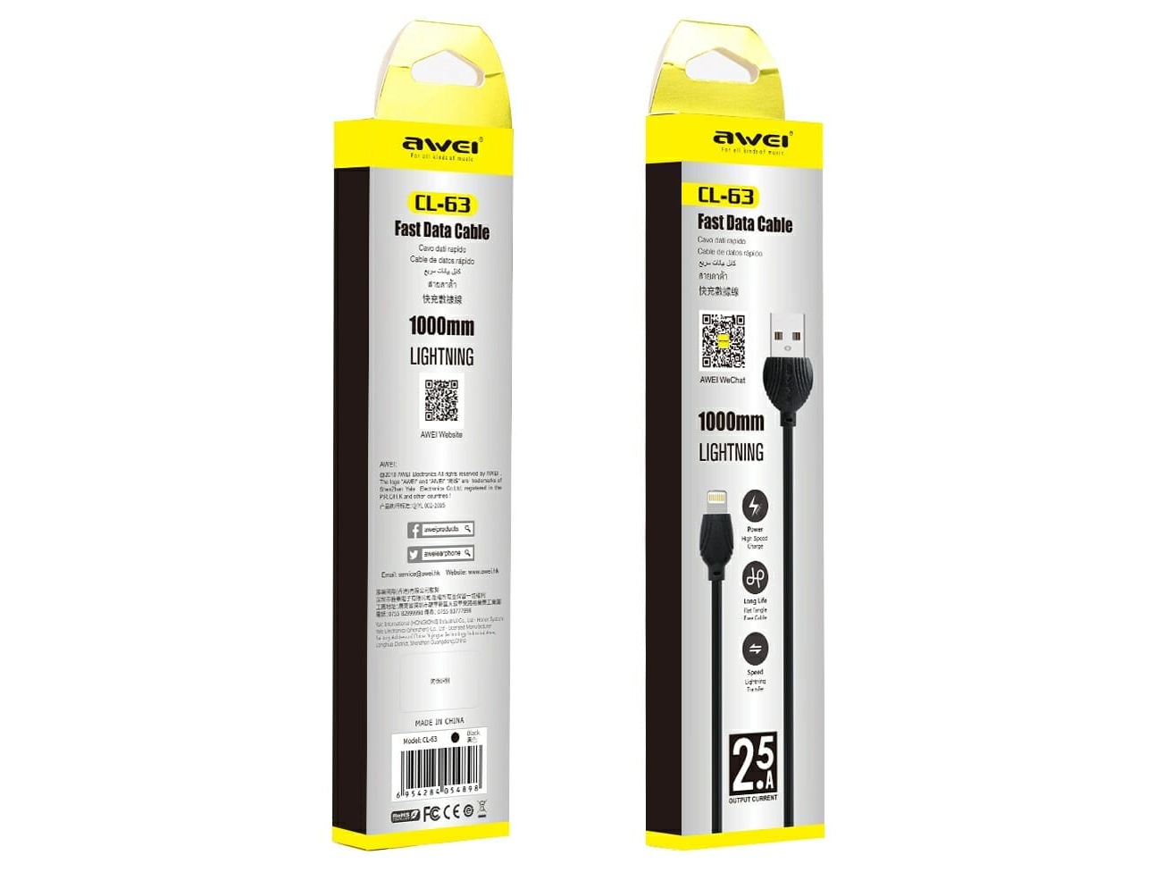 Кабель для смартфона AWEI CL‑63 (USB → Lightning; 1 метр)