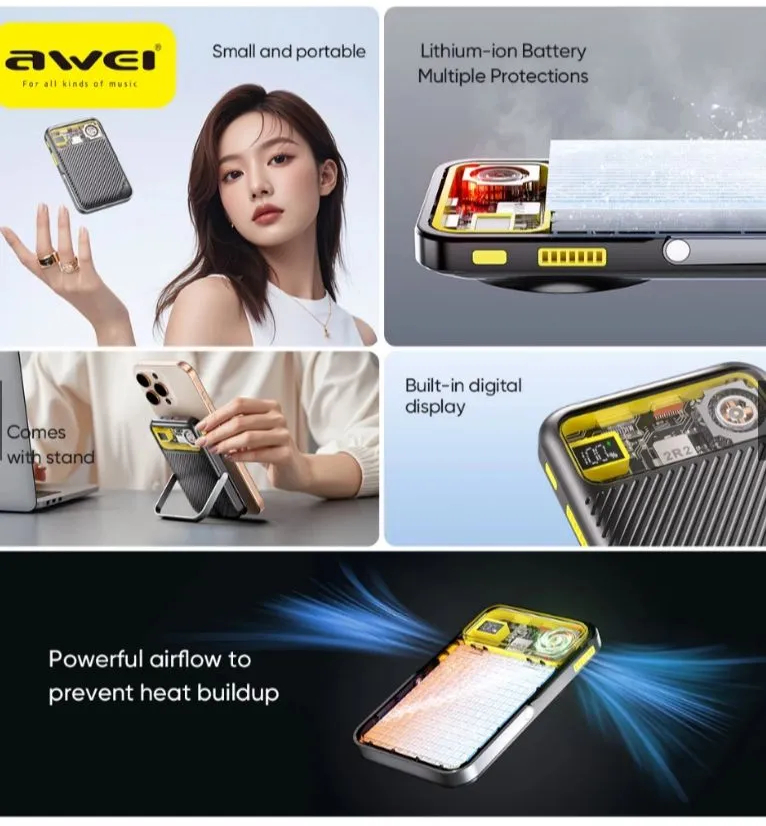 Магнитный беспроводной внешний аккумулятор (Power Bank) AWEI PA-10 10000 мАч