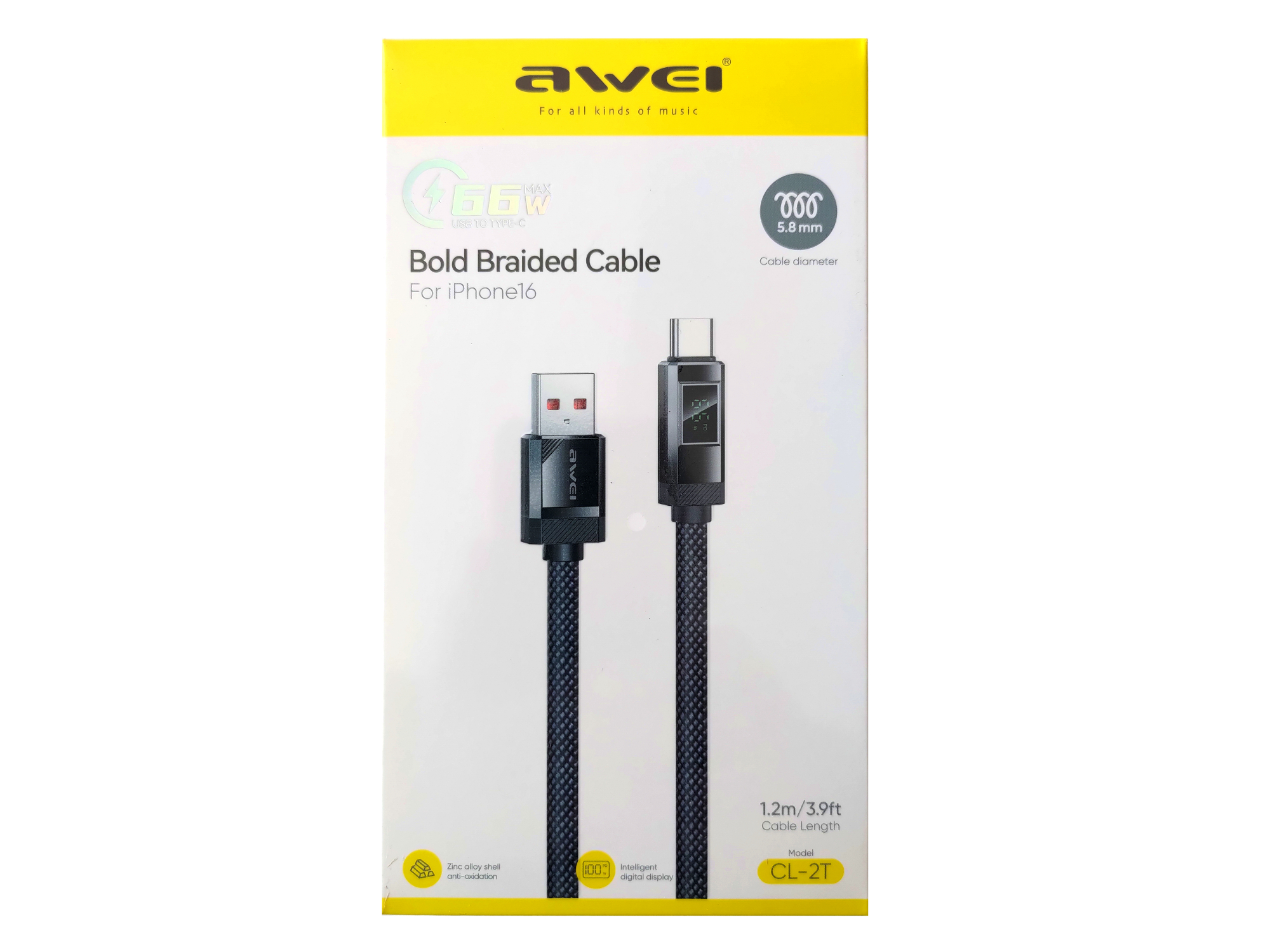 Кабель для смартфона AWEI CL‑2T (USB → Type-C; 1,2 метра)