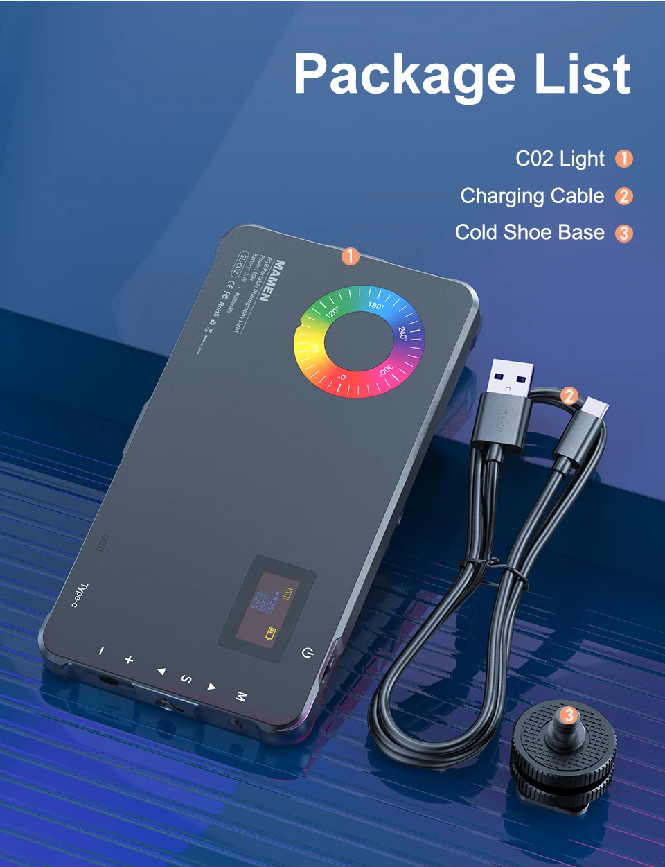 RGB осветитель светодиодный (видеосвет) SL-C02 для фото и видеокамер