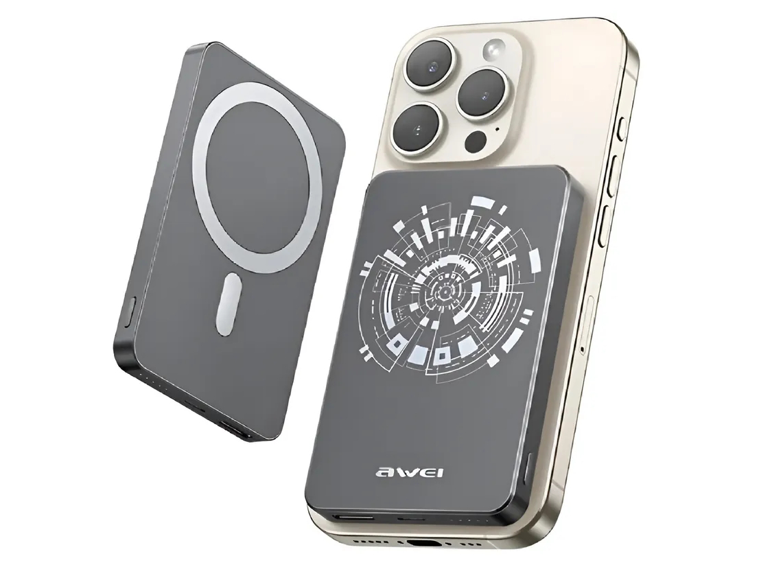 Магнитный беспроводной внешний аккумулятор (Power Bank) AWEI P112K