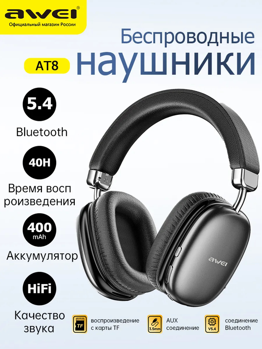 Полноразмерные беспроводные наушники AWEI AT8 40H