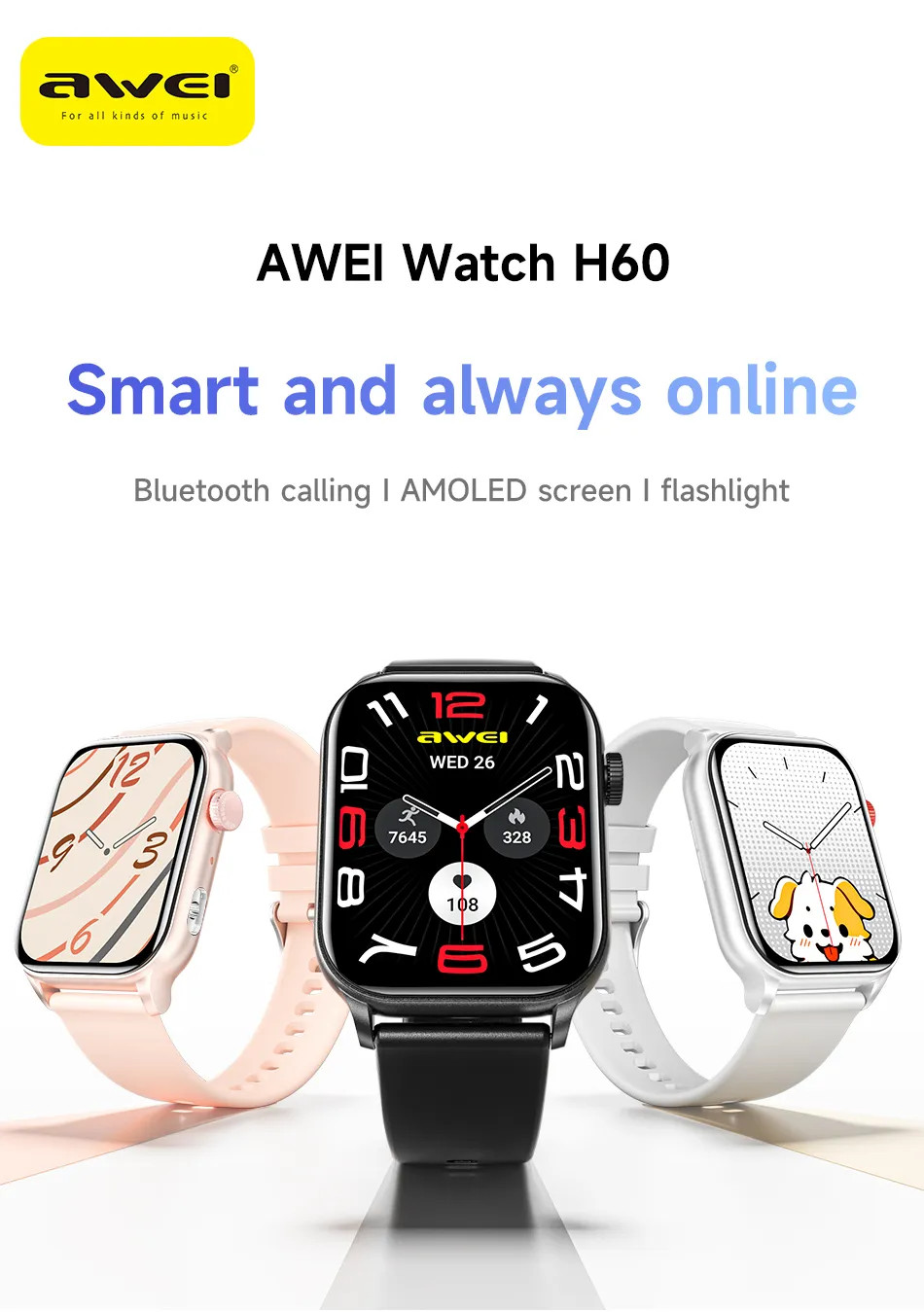 Смарт-часы (Умные часы) AWEI H60 AMOLED 1,95"