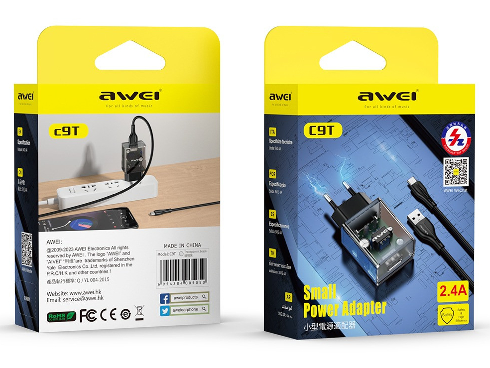 Зарядное устройство для смартфонов, планшетов, наушников AWEI C9T (2,4 А)
