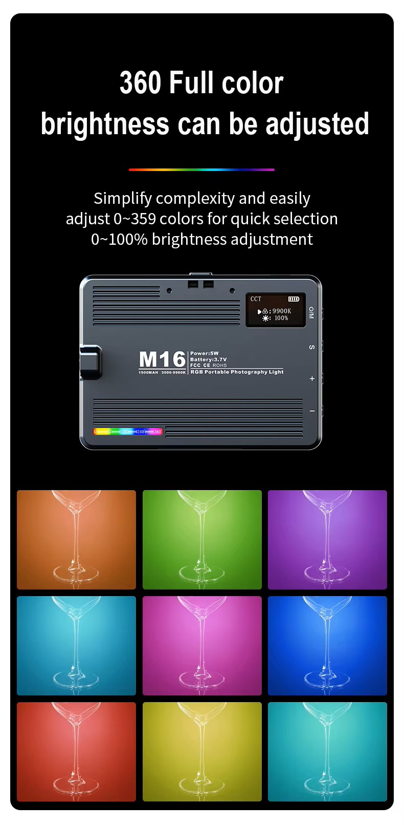 Световая панель (лампа) для фотоаппаратов и смартфонов M16 RGB