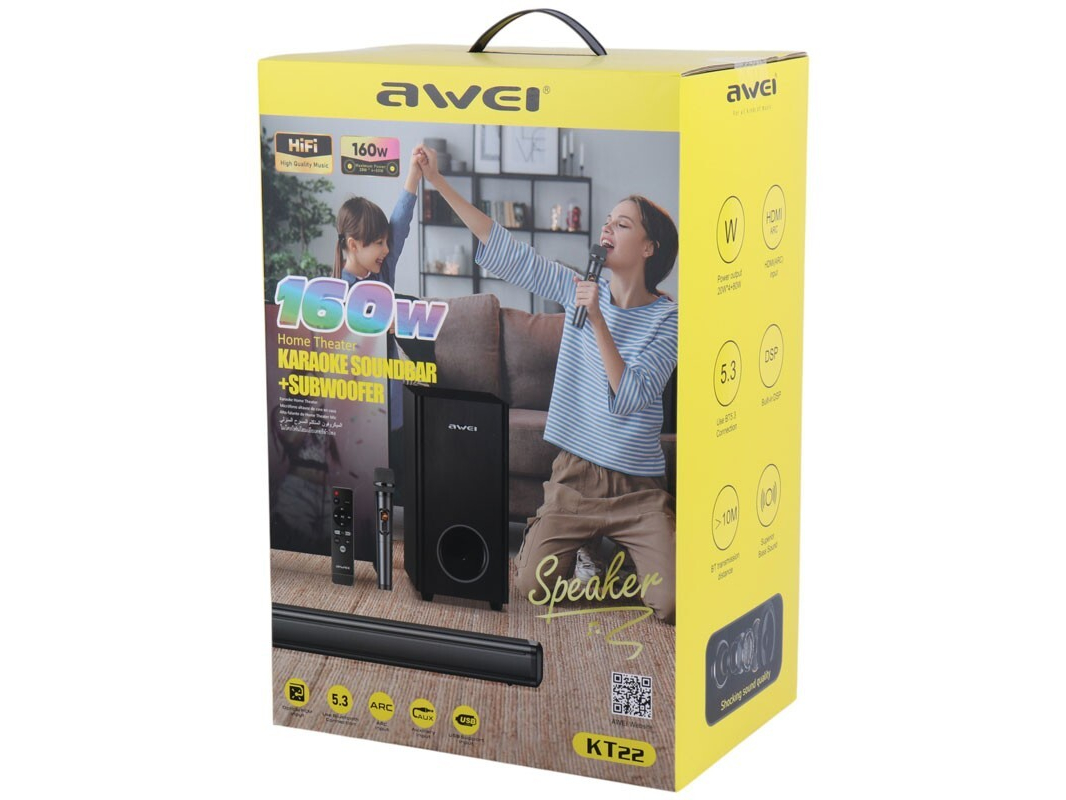 Домашний саундбар с сабвуфером AWEI KT22 160W