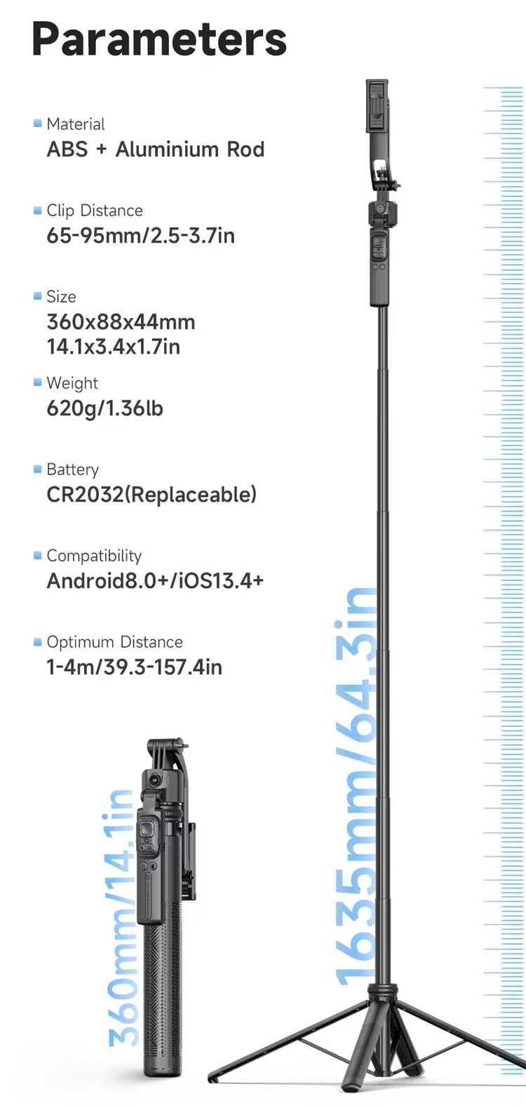 AI трипод с пультом ДУ (селфи-палка) C17