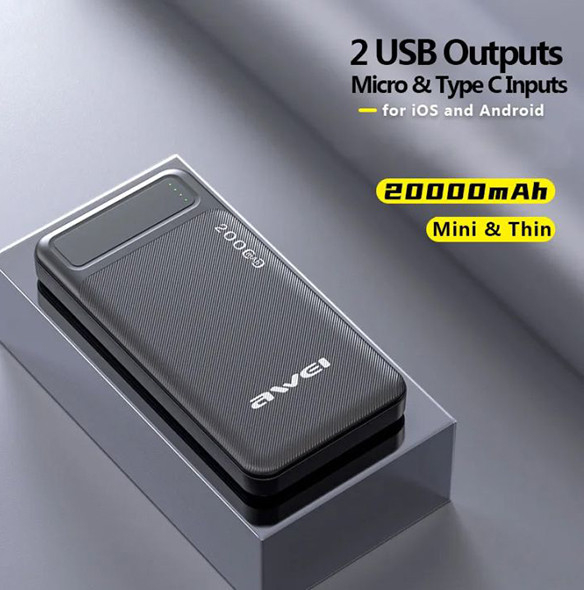 Внешний аккумулятор (Power Bank) AWEI P6K 20000 мАч
