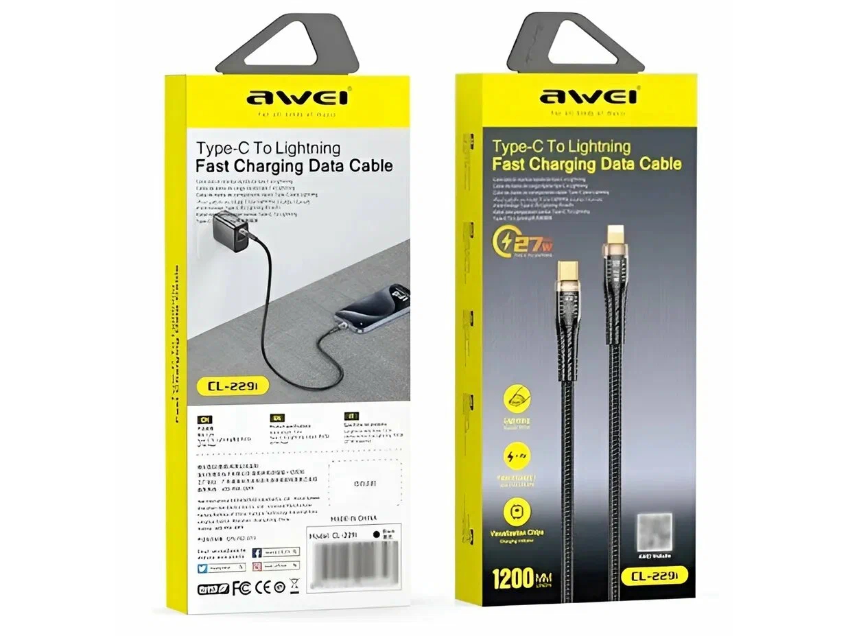 Кабель для смартфона AWEI CL‑229i (Type-C → Lightning; 1,2 метра)