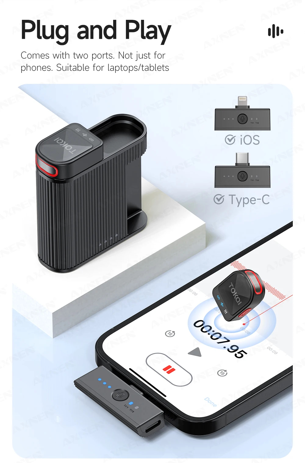 Беспроводной петличный микрофон TOKQI H01