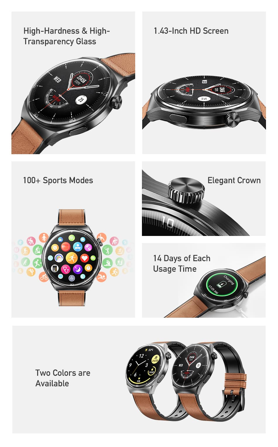 Смарт-часы (Умные часы) AWEI H27 AMOLED 1,43"